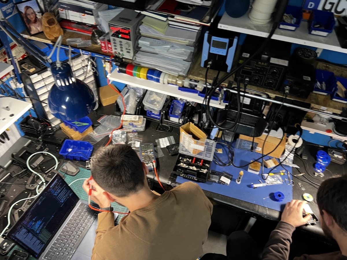 Engineer at the electronics workbench building VetkuroGPS